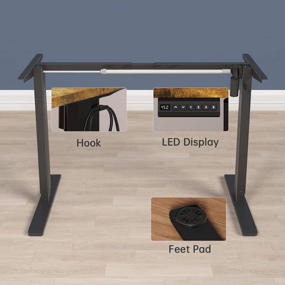 Electric Adjustable Standing Desk Frame Base with 3 Memory Height Settings, Smooth Quiet Operation - Thumbnail 3