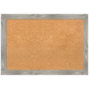Dove Greywash 26.50 in. x 18.50 in Square Framed Corkboard Memo Board