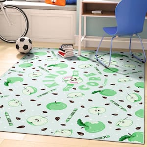 Green 5 ft. x 7 ft. Crayola Kind to the Core Area Rug