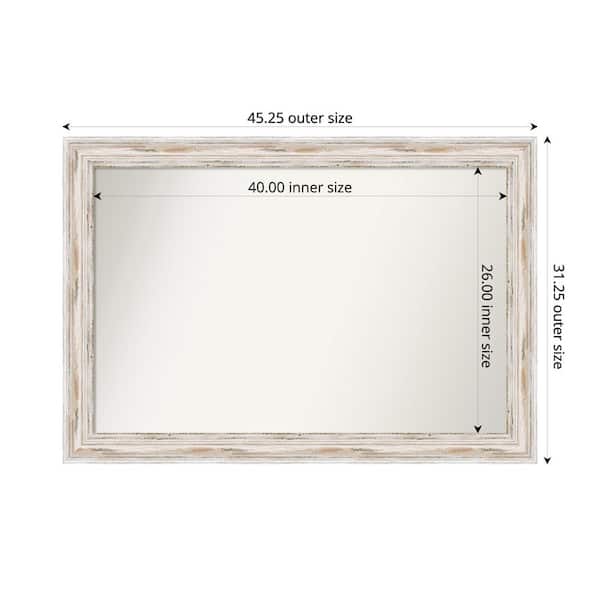 Amanti Art Alexandria Whitewash 45.25 in. x 31.25 in. Custom Non-Beveled Wood Framed Bathroom Vanity Wall Mirror