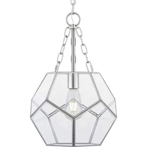 Wianno 1-Light Brushed Nickel Pendant with Clear Bound Glass Shade