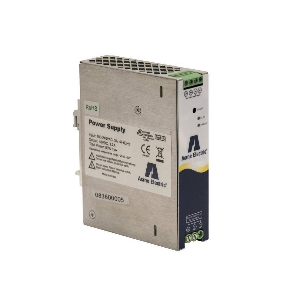 UPC 047503000243 product image for ACME ELECTRIC 48-Volt 80-Watt 1PH DIN-Rail Power Supply Slim Line | upcitemdb.com