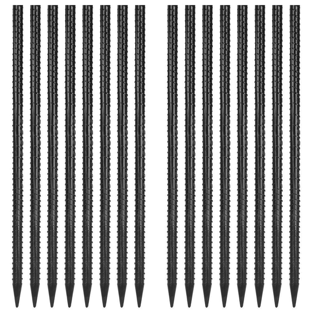 16pcs Black 16 in. Iron Straight Metal with Chisel Point Ends 0.38 in. Thickness for Timber Concrete Plant Support price history on PriceWatchPro