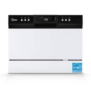 22 in. Portable Countertop Dishwasher White ENERGY STAR 6 Place Settings 8 Washing Cycles for Apartment, Dorm, and RVs