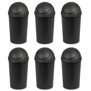 3 Gal. Black Round Swing Top Plastic Wastebasket (6-Pack)