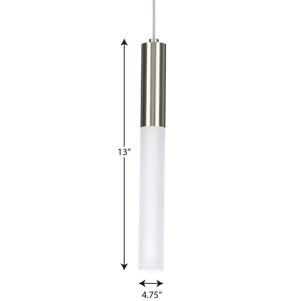 Kylo 13" LED Brushed Nickel Modern Hanging Pendant with Frosted Acrylic Shade