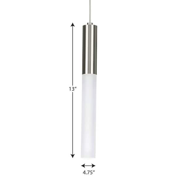Kylo LED Collection 1-Light Brushed Nickel Frosted Glass LED Modern Pendant Hanging Light