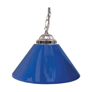 14 in. Single Shade Blue and Silver Hanging Lamp