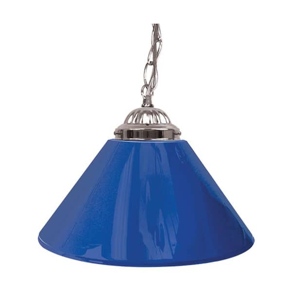 Trademark Global 14 in. Single Shade Blue and Silver Hanging Lamp