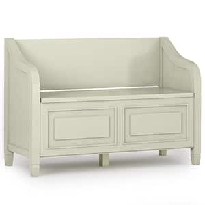 Connaught Solid Wood 42 in. Wide Transitional Entryway Storage Bench in Antique White