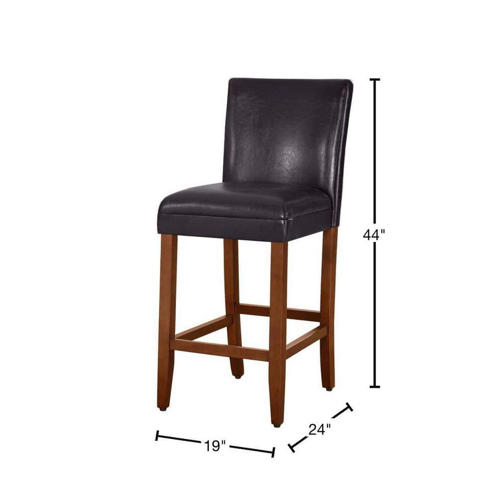 Luxury 29" Brown Faux Leather Barstool with Wood Legs