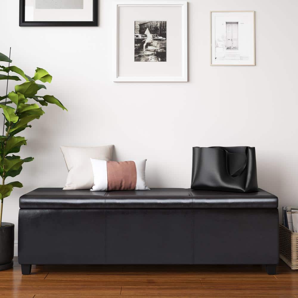 Tanners Brown Faux Leather Extra Large Storage Ottoman Bench