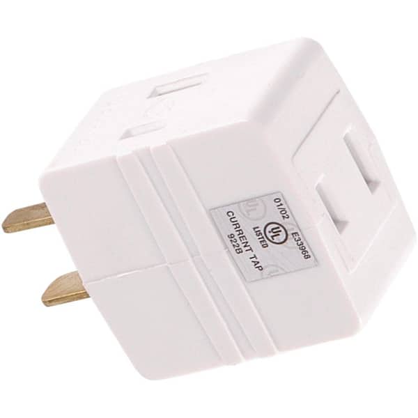 GE 3-Outlet Polarized Adapter Plug, White