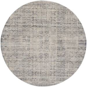 Nyle Ivory Blue 8 ft. x 8 ft. Round Vintage Persian Area Rug