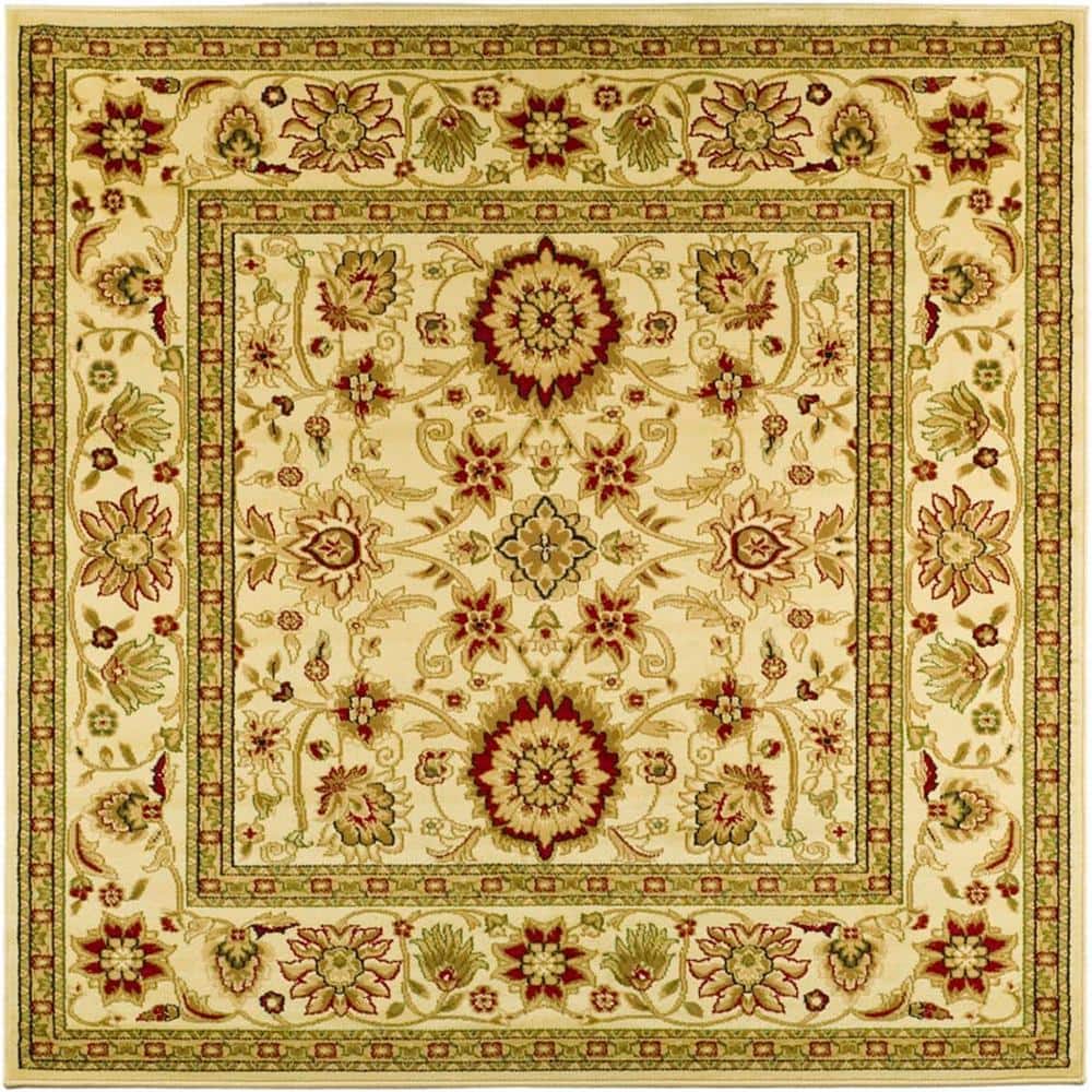 SAFAVIEH Lyndhurst Ivory 8 ft. x 8 ft. Square Floral Antique Border ...