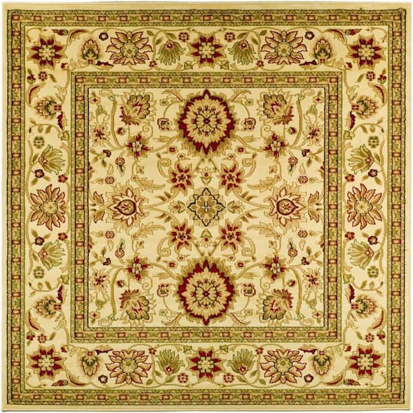 SAFAVIEH Lyndhurst Ivory 8 ft. x 8 ft. Square Floral Antique Border Area Rug