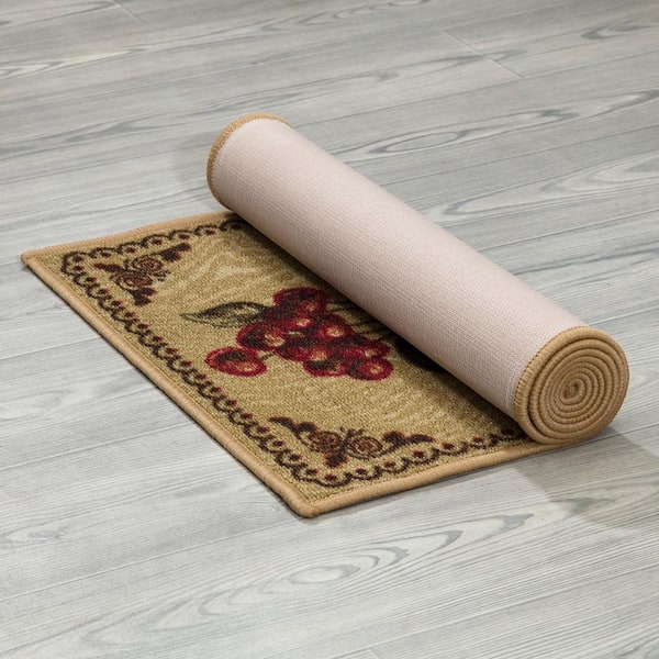 Ottomanson Cookery Collection Non-Slip Rubberback Hot Peppers Design 2x5 Kitchen Rug, 1 ft. 8 in. x 4 ft. 11 in., Black Peppers