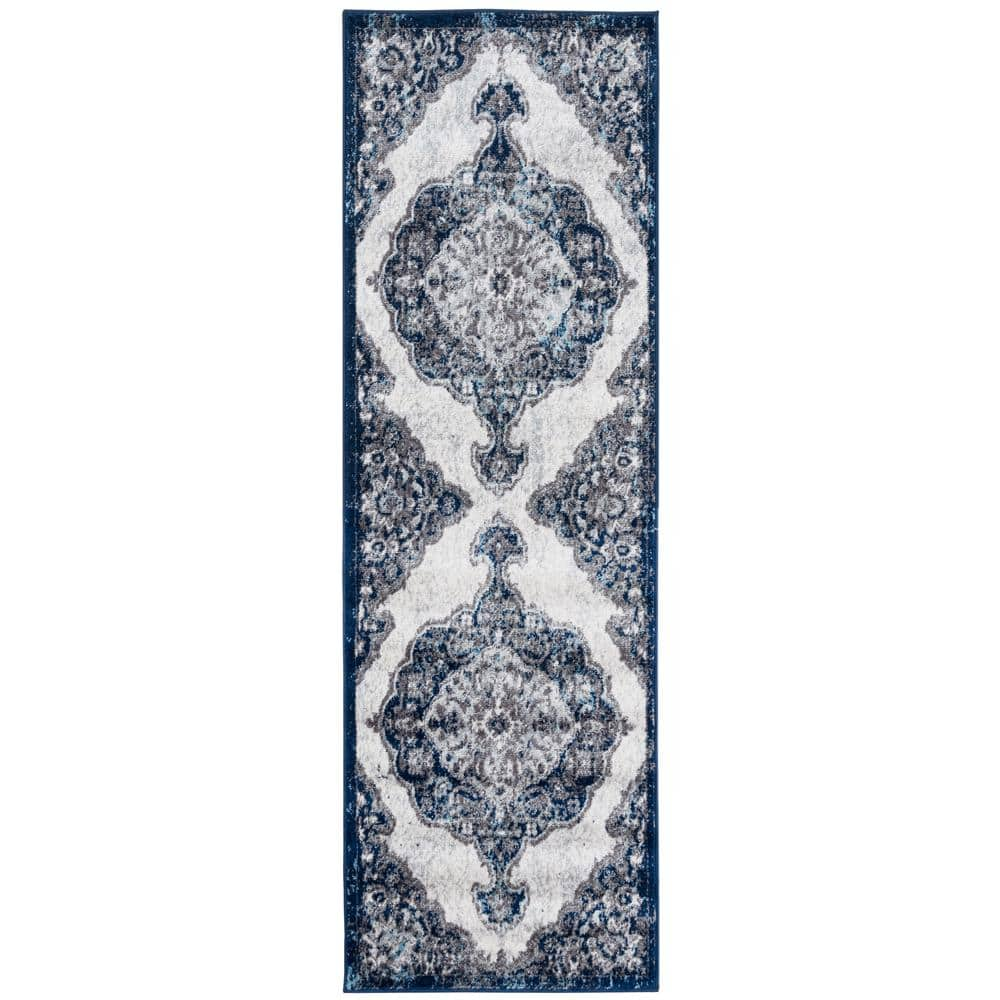 Amer Rugs Alexis Fate Ivory/Blue 2 ft. x 6 ft. Transitional