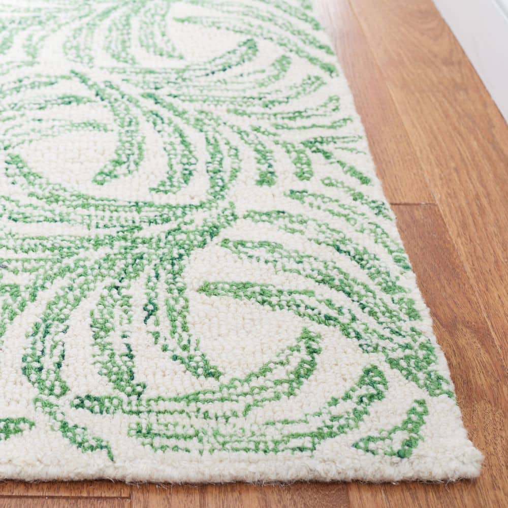 Ivory Floral Elegance Hand-Tufted Wool and Silk Area Rug - 5' x 8'