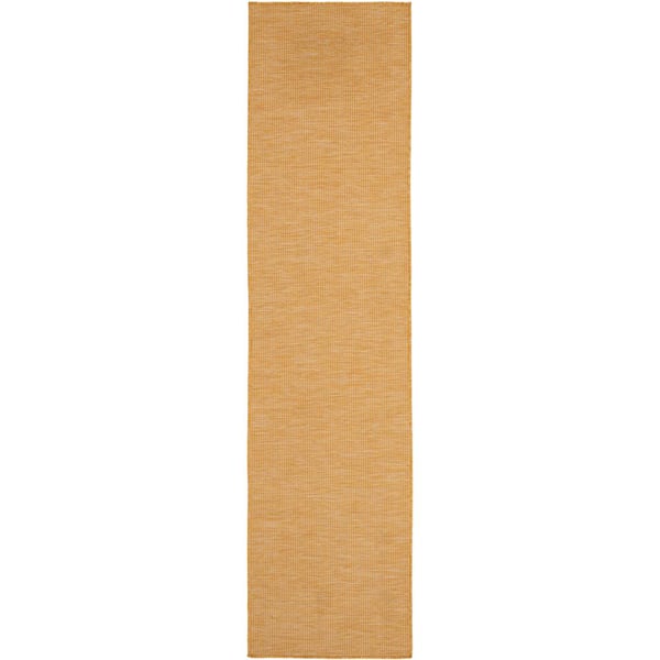 Nourison Positano Yellow 2 ft. x 8 ft. Kitchen Runner Solid Modern Indoor/Outdoor Patio Area Rug
