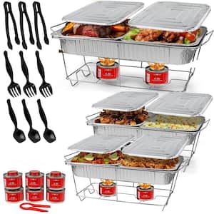 Disposable 7.4 Qt. Aluminum Buffet Set with Covers, Utensils Chafing Dish Accessories for Events