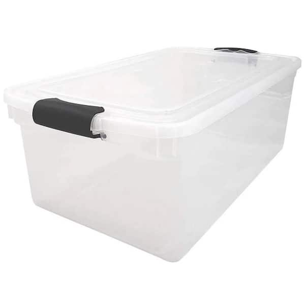 Homz 66 Qt Clear Storage Organizing Container Bin with Latching Lids (4  Pack)