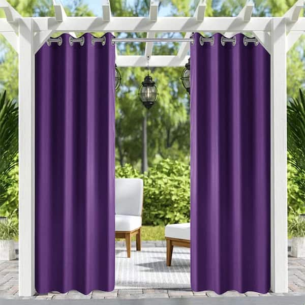 Pro Space 50 in. x 84 in. Outdoor Grommet Curtain for Patio Porch Gazebo Cabana, Purple (1 panel )