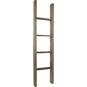 15 in. x 60 in. x 3 1/2 in. Barnwood Decor Collection Pebble Grey Vintage Farmhouse 4-Rung Ladder