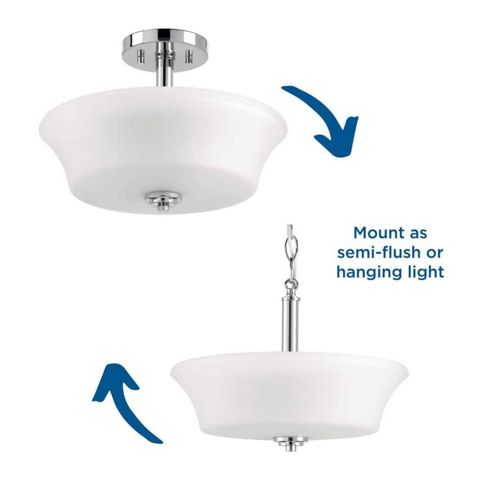 Cascadia 14" Polished Chrome Semi-Flush Convertible Light