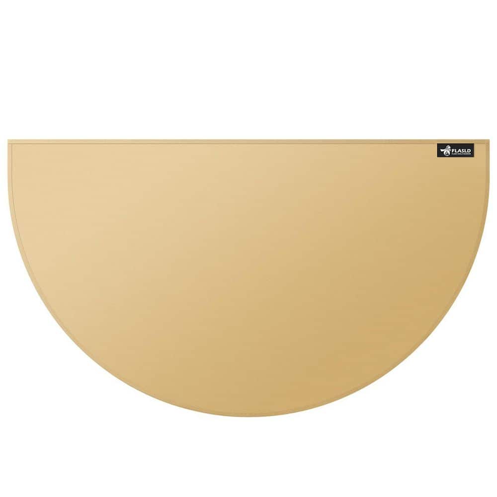 3.5 ft. x 2 ft. Khaki Half Round Hearth Rug, Fireproof Fireplace Mat Protec