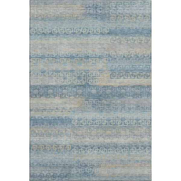 Mayfield Premium Machine Washable Abstract AMF2029 Teal 10 ft. x 14 ft. Area Rug