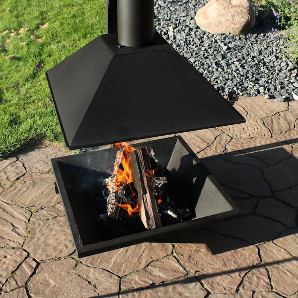 Sunnydaze Decor 80 in. Black Steel Outdoor Wood-Burning Modern ...
