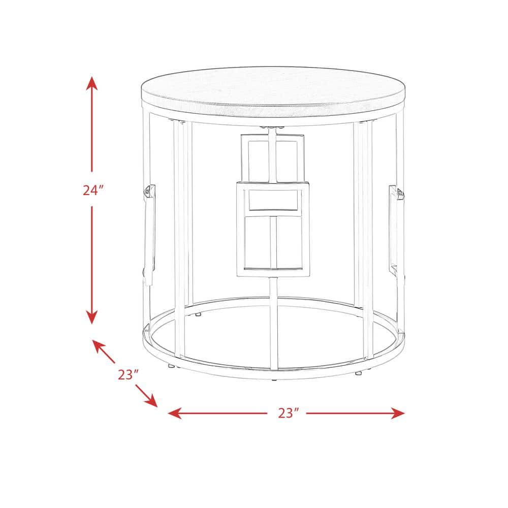Sleek 23" Kendall Round Black Wood & Chrome Metal End Table