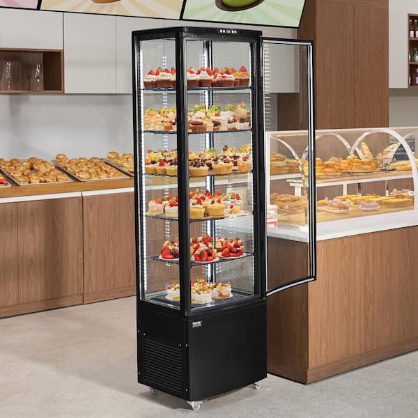 Refrigerated Display Case, 9.8 cu. ft. /278L Large Pastry Display Case, 5-Tier Commercial Display Refrigerator in Black