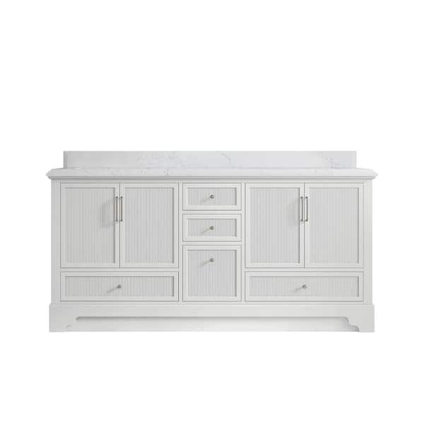 Willow Collections Alys 72 in. W x 22 in. D x 36 in. H Double Sink Bath Vanity in White with 1.5 in. Empira Qt. Top