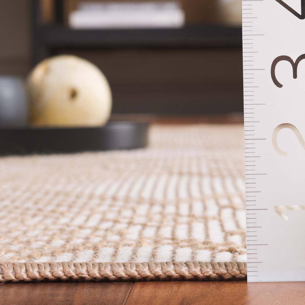 Ivory and Natural Geometric Flat Woven Area Rug