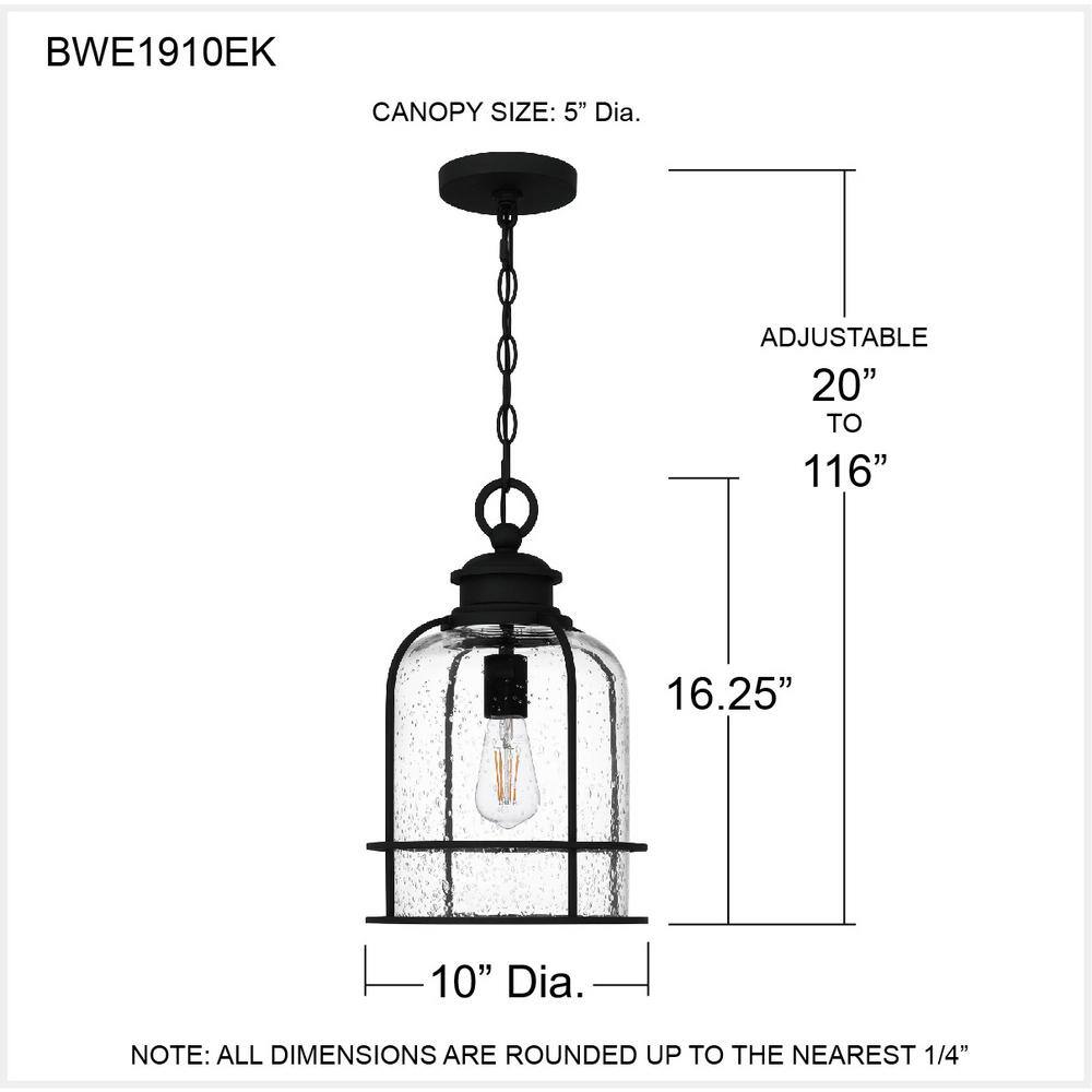 Earth Black Glass Industrial Outdoor Hanging Lantern