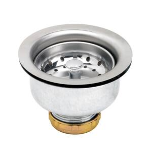3-1/2 in. - 4 in. Kitchen Sink Stainless Steel Drain Assembly with Strainer Basket Stopper Double Cup Design