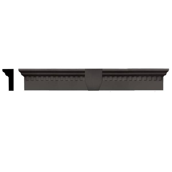 Builders Edge 2-5/8 in. x 6 in. x 37-5/8 in. Composite Classic Dentil Window Header with Keystone in 018 Tuxedo Gray