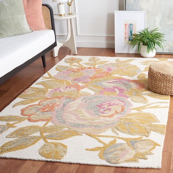 Blossom 8 ft. x 10 ft. Ivory/Green Garden Floral Area Rug