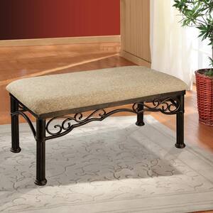 Metal Padded Bench in Bronze