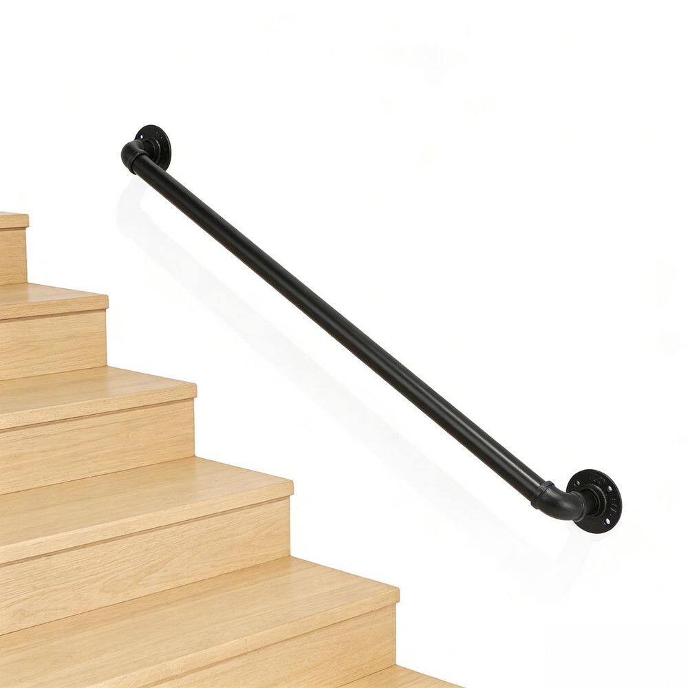 36 in. x 3 in. Black Iron Handrail Grab Bar Kit Wall Mounted Pipe StairHandrail price history on PriceWatchPro