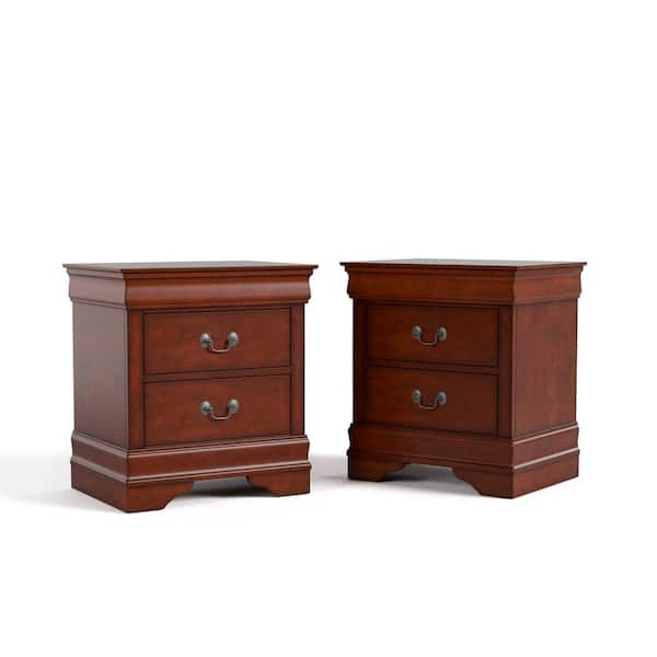 Burkhart Cherry 2-Drawer 21.63 in. W Nightstand - Set of 2