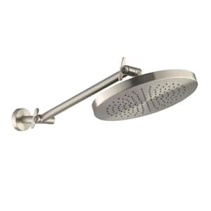1-Spray Patterns 10 in. Single Spray Wall Mounted Fixed Shower Head with Adjustable Shower Arm SET in Satin Nickel
