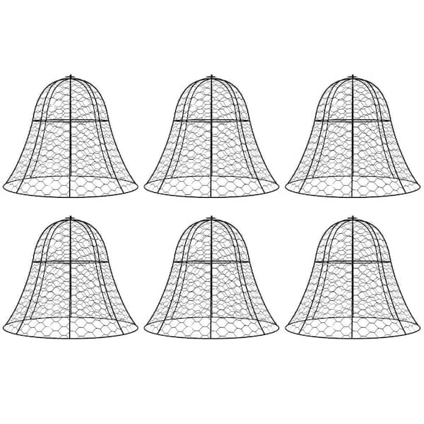 Unbranded Garden Chicken Wire Cloche, 16 in. x 13 in. Stackable Animal Plant Protectors, 6 Pack of Metal Crop Cages, Black