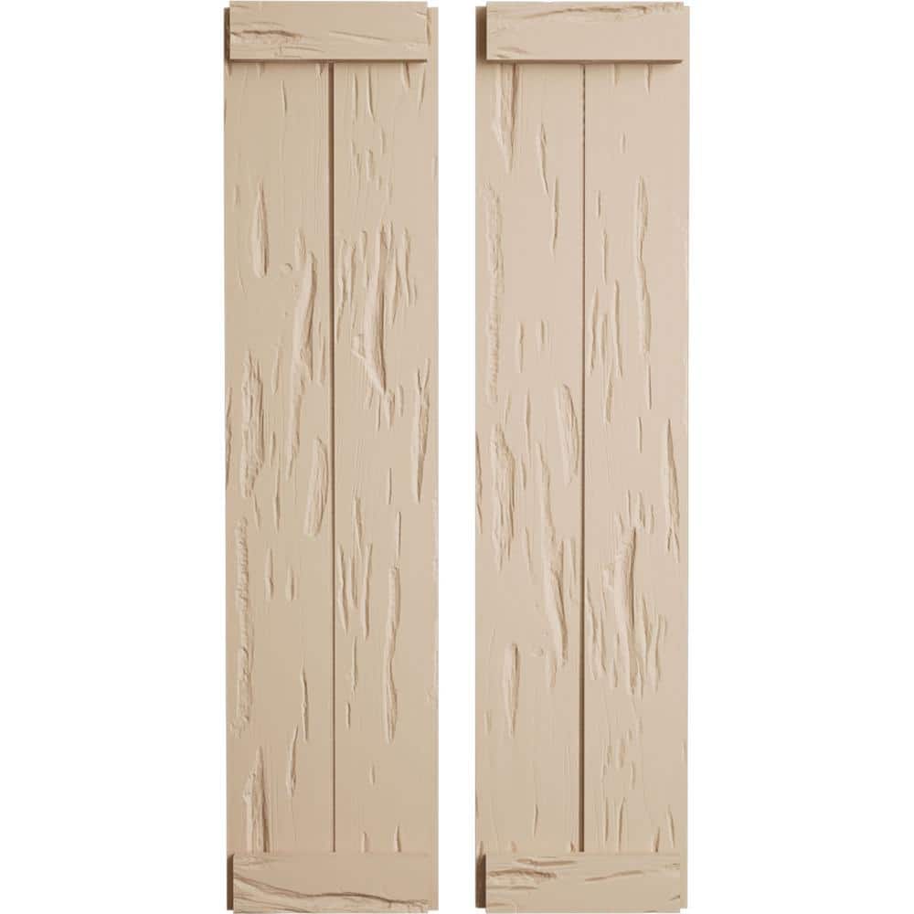 11 in. x 46 in. Timberthane Polyurethane 2-Board Joined Board-n-Batten Pecky Cypress Faux Wood Shutters, End Batten Pair price history on PriceWatchPro