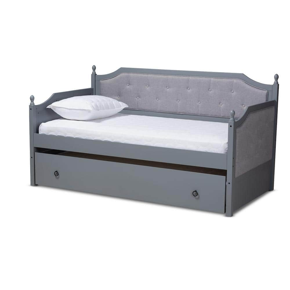 Baxton Studio Mara Gray Twin Trundle Daybed 157 9625 HD The Home