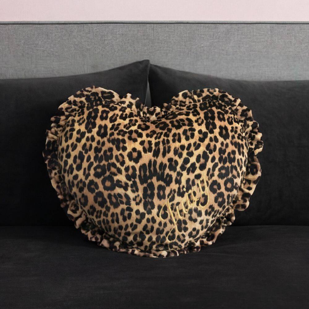 Ruffle Heart Tan/Black Animal Print Polyester 20 in. x 20 in. Decorative Throw Pillow price history on PriceWatchPro