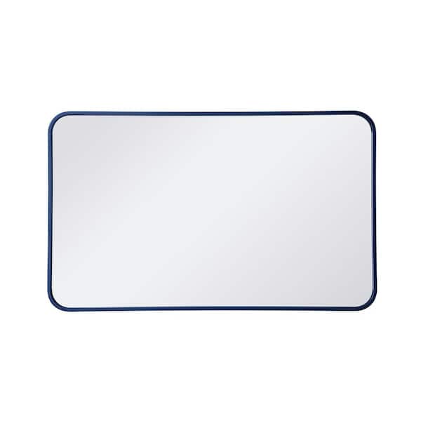 Unbranded Timeless Home 36 in. H x 22 in. W Blue Modern Soft Corner Rectangular Wall Mirror