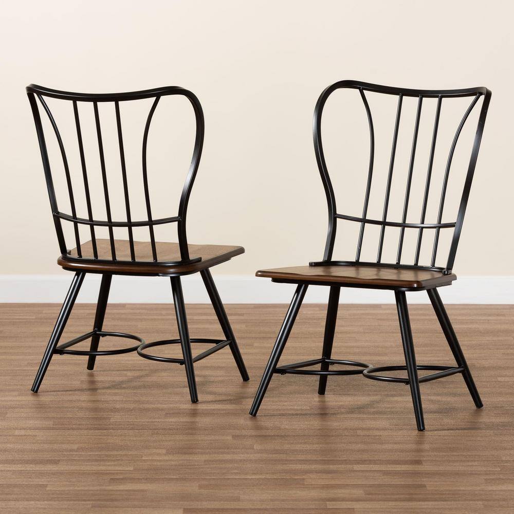 Longford Black Metal and Wood Dining Chair Set